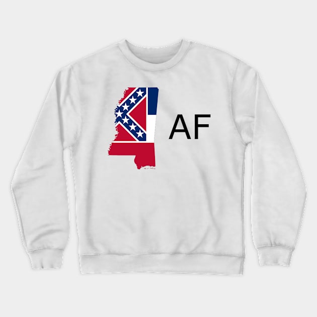 Mississippi Flag State Outline AF (black) Crewneck Sweatshirt by Big Term Designs